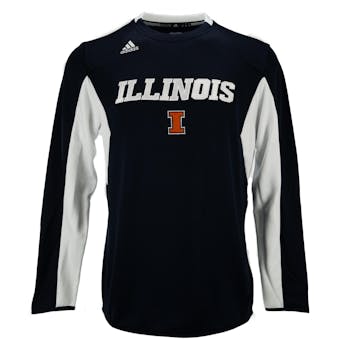 Illinois Fighting Illini Adidas Navy Climalite Sideline Fleece Crew Sweatshirt (Adult XL)