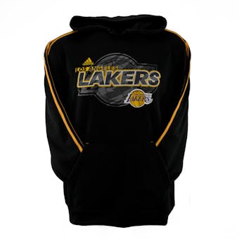 Los Angeles Lakers Adidas Black & Yellow 3 Stripe Fleece Hoodie (Adult L)