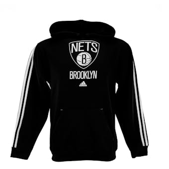 Brooklyn Nets Adidas Black 3 Stripe Climawarm Fleece Hoodie (Adult XL)