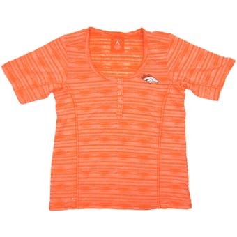 Denver Broncos Antigua Orange Intent Scoop Neck Dual Blend Tee Shirt (Womens X-Large)