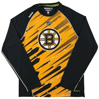 Boston Bruins Reebok Center Ice Black Performance Long Sleeve Shirt