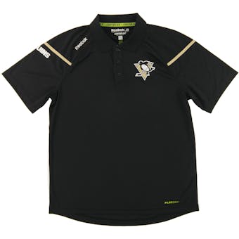 Pittsburgh Penguins Reebok Black Center Ice Performance Play Dry Polo (Adult Large)