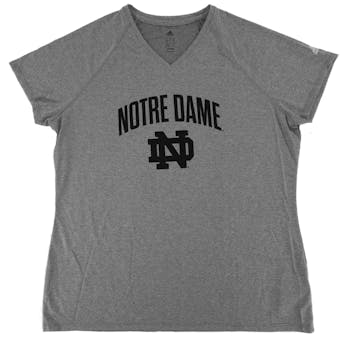 Notre Dame Fighting Irish Adidas Grey Climalite Performance Tee Shirt (Womens XL)