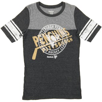 Pittsburgh Penguins Reebok Heather Black Tri-Blend Tee Shirt (Womens XX-Large)
