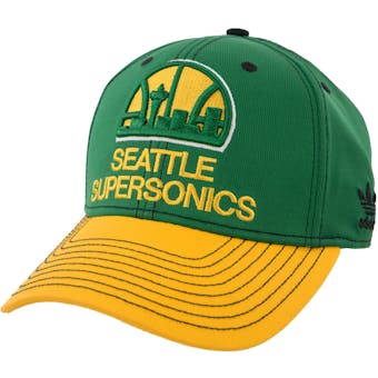 Seattle Supersonics Adidas Green Throwback Structured Flex Fit Hat