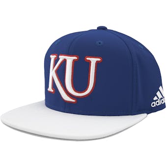 Kansas Jayhawks Adidas Blue Ice Flat Brim Snapback Hat (Adult One Size)