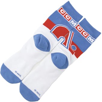 Quebec Nordiques CCM Reebok White & Blue Authentic Equipment Socks (OSFA)