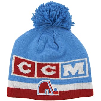 Quebec Nordiques CCM Reebok Blue Pom Knit Hat (Adult OSFA)