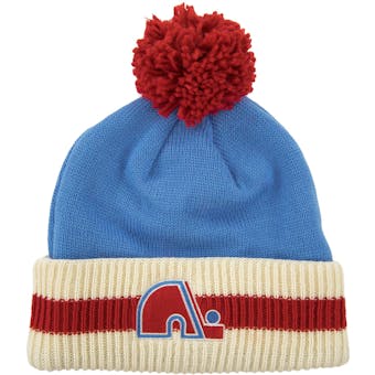Quebec Nordiques CCM Reebok Blue Cuffed Knit Pom Hat (Adult OSFA)