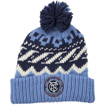 New York City FC Adidas Baby Blue Cuffed Knit Pom Hat (Adult OSFA)