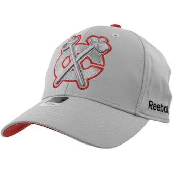 Chicago Blackhawks Reebok Gray Face Off Structured Flex Fit Hat (Adult L/XL)