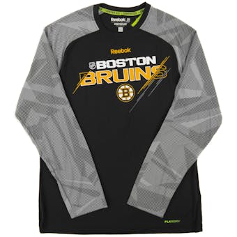 Boston Bruins Reebok Black TNT Center Ice Performance LS Tee Shirt (Adult X-Large)