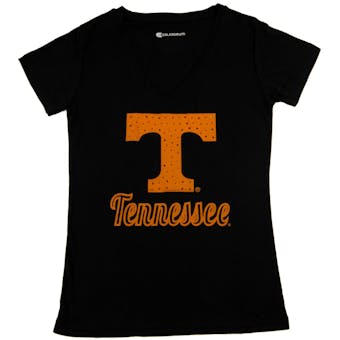 Tennessee Volunteers Colosseum Womens Black Vegas V-Neck Tee Shirt (Womens M)