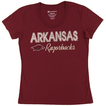 Arkansas Razorbacks Colosseum Cardinal Lux Scoop Neck Tee Shirt (Womens L)