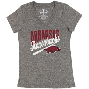 Arkansas Razorbacks Colosseum Gray Javelin V-Neck Tee Shirt (Womens XL)