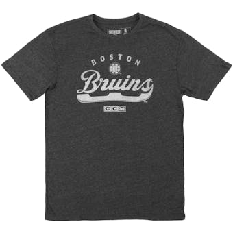 Boston Bruins CCM Reebok Heather Black Tri Blend Tee Shirt (Adult Small)