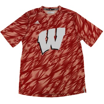 Wisconsin Badgers Adidas Red Climalite Performance Training Tee Shirt (Adult XXL)