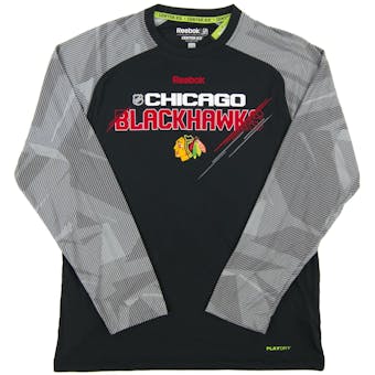 Chicago Blackhawks Reebok Black TNT Center Ice Performance Long Sleeve Tee Shirt