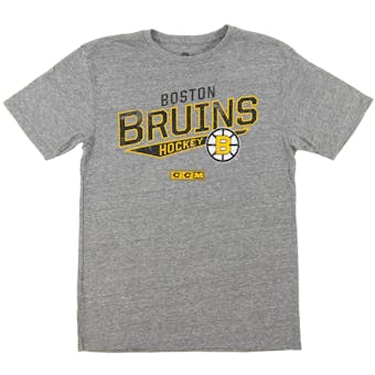 Boston Bruins CCM Reebok Heather Gray Tri Blend Tee Shirt (Adult Small)
