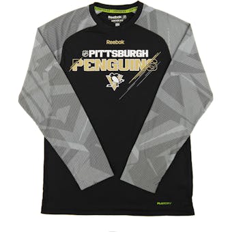 Pittsburgh Penguins Reebok Black TNT Center Ice Performance LS Tee Shirt (Adult X-Large)
