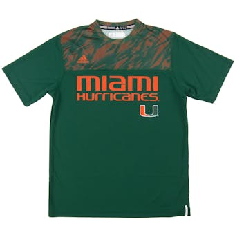 Miami Hurricanes Adidas Green Climalite Performance Player Tee Shirt (Adult Small)