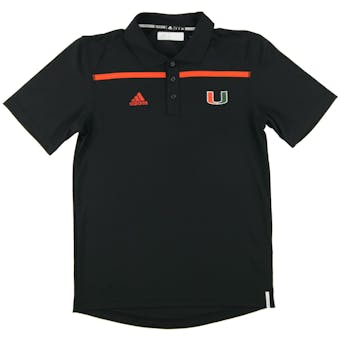 Miami Hurricanes Adidas Black Climalite Performance Coaches Polo Shirt