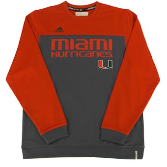 Miami Hurricanes Adidas Grey Climalite Performance Long Sleeve Tee Shirt (Adult L)