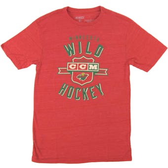 Minnesota Wild CCM Reebok Heather Red Tri Blend Tee Shirt (Adult X-Large)