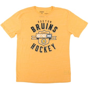 Boston Bruins CCM Reebok Yellow Tri Blend Tee Shirt (Adult Small)