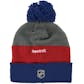 New York Rangers Reebok Gray & Blue Center Ice Cuffed Knit Pom Hat (Adult OSFA)