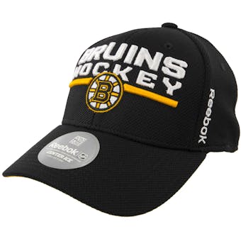Boston Bruins Reebok Black Center Ice Locker Room Structured Flex Fit Hat (Adult L/XL)