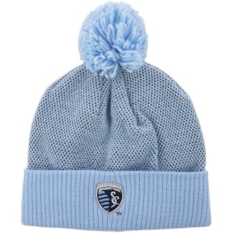Kansas City Sporting Adidas Baby Blue Cuffed Knit Pom Hat (Adult OSFA)