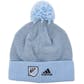 Kansas City Sporting Adidas Baby Blue Cuffed Knit Pom Hat (Adult OSFA)