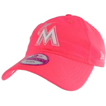 Miami Marlins New Era 9Forty Pink Fashion Ess Adjustable Hat (Womens OSFA)