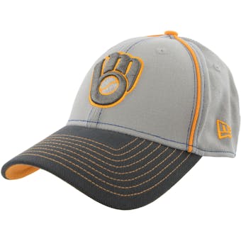 Milwaukee Brewers New Era 39Thirty Gray Grafpipe Classic Flex Fit Hat (Adult S/M)