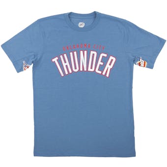 Oklahoma City Thunder Hands High Blue Tri Blend Tee Shirt (Adult Medium)