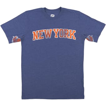 New York Knicks Hands High Blue Tri Blend Tee Shirt (Adult Small)