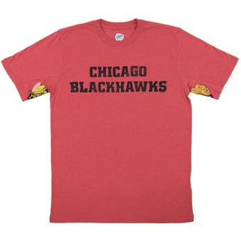 Chicago Blackhawks Hands High Red Tri Blend Tee Shirt (Adult Large)