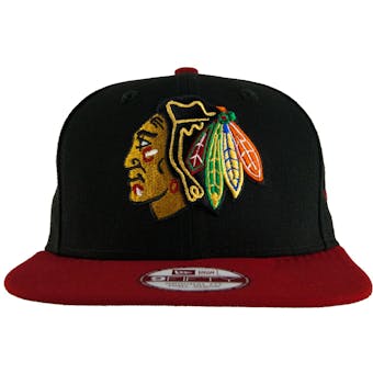 Chicago Blackhawks New Era 9Fifty Basic Black Flat Brim Snapback Hat (Adult One Size)