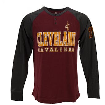 Cleveland Cavaliers Colosseum Maroon Spotter Long Sleeve Henley Tee Shirt (Adult L)