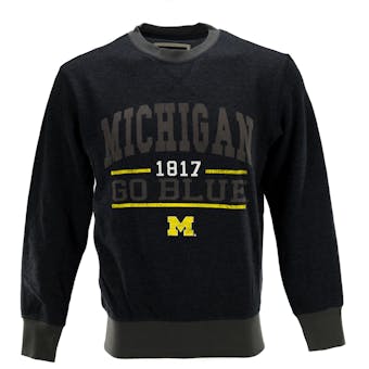 Michigan Wolverines Colosseum Navy Gust Fleece Crew Neck Sweatshirt (Adult XL)