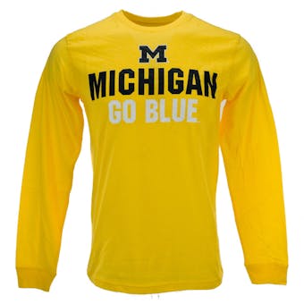 Michigan Wolverines Colosseum Yellow Black Ice Long Sleeve Tee Shirt (Adult XXL)