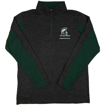 Michigan St. Spartans Colosseum Grey Friction 1/4 Zip Performance Long Sleeve Shirt (Adult M)