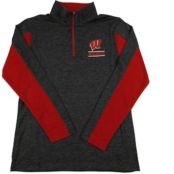 Wisconsin Badgers Colosseum Gray Friction 1/4 Zip Performance Long Sleeve Shirt (Adult M)
