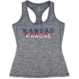 Kansas Jayhawks Colosseum Marled Gray Race Course Performance Tank Top (Womens XL)