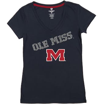 Ole Miss Rebels Colosseum Navy Bleacher V-Neck Tee Shirt (Womens M)