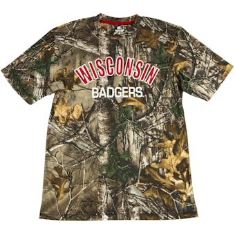 Wisconsin Badgers Colosseum Real Tree Trail Performance Short Sleeve Tee Shirt (Adult M)
