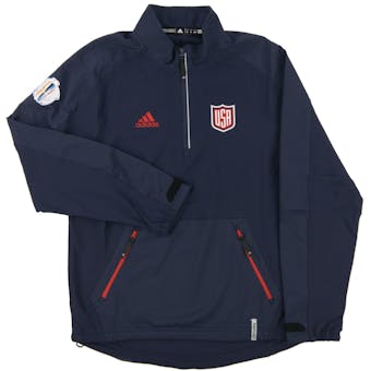 Team USA World Cup Adidas Navy Climalite Performance 1/4 Zip LS Shirt (Adult Large)