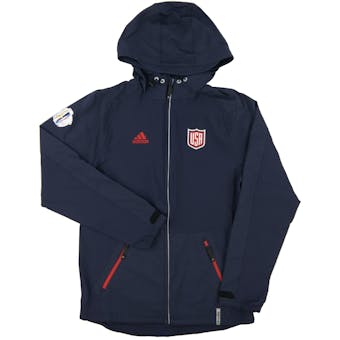 Team USA World Cup Adidas Navy Climalite Performance Full Zip Hooded Jacket (Adult Large)