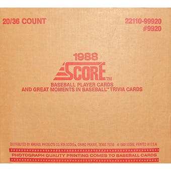1988 Score Baseball Wax 20-Box Case